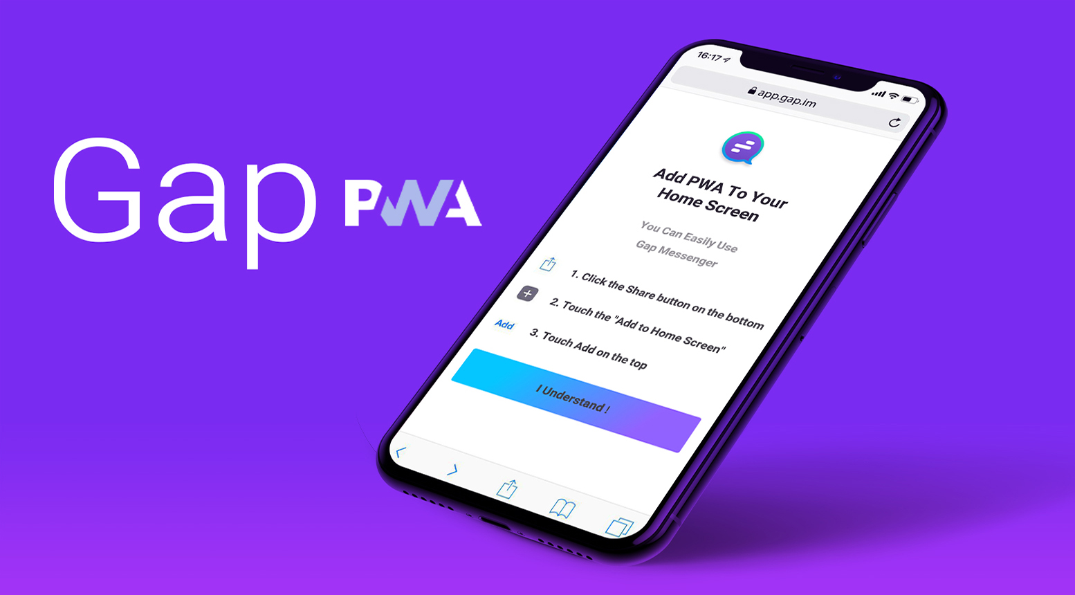 GapMessenger’s solution for the iOS devices (PWA version) 