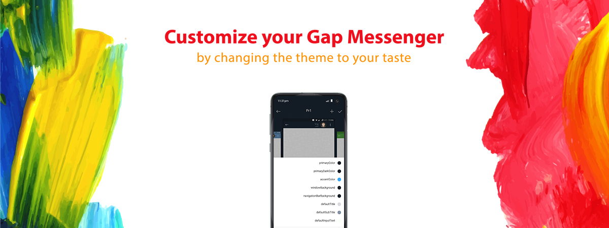 The option of customizing theme in Gap messenger 